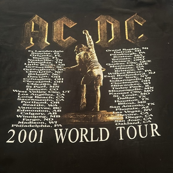 Vintage AC/DC Band Shirt XL Stiff Upper Lip World Tour 2001 RARE Black - Picture 5 of 5